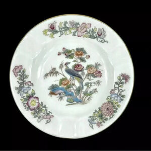 Vintage WEDGWOOD Bone China KUTANI CRANE Ashtray Trinket 4.5" England Gold Trim